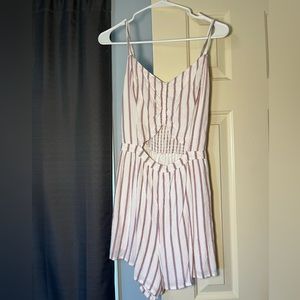 Hollister White Striped Romper